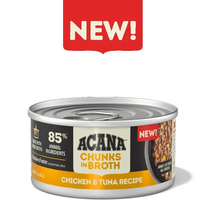 Acana Cat Chunks In Broth Chicken Tuna Can 3oz 12/cs 2cs=mc