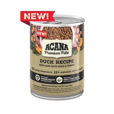 Acana 12.8 Oz Dog Can Premium Pate Duck Recipe 12/cs